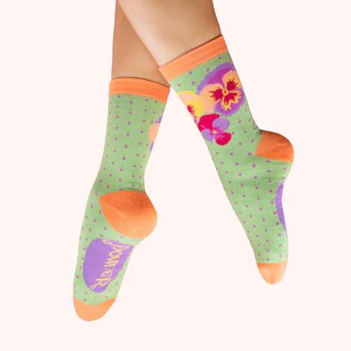 Spring Pansies Ladies' Socks by Powder - Freshie & Zero Studio Shop