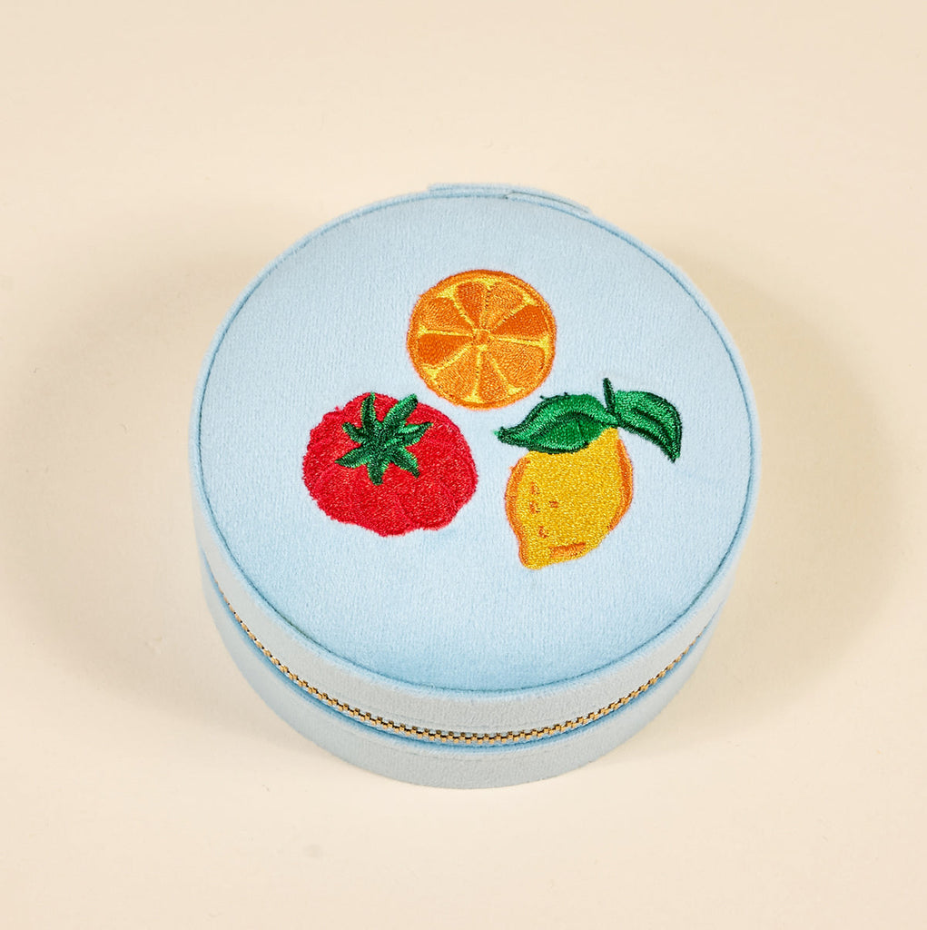 Fruit Market Round Velvet Jewelry Case - Freshie & Zero Studio Shop