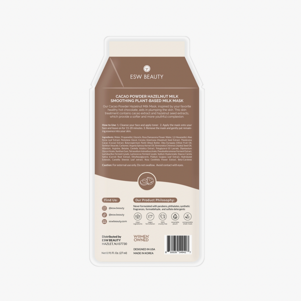 Cacao Powder Hazelnut Milk Smoothing Plant-Based Milk Mask - Freshie & Zero Studio Shop