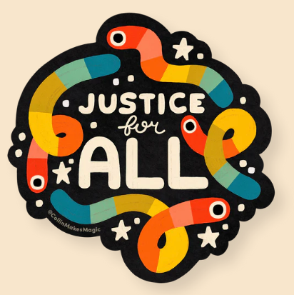 Collin Williams Stickers - Freshie & Zero Studio Shop justice for all rainbow snakes worms