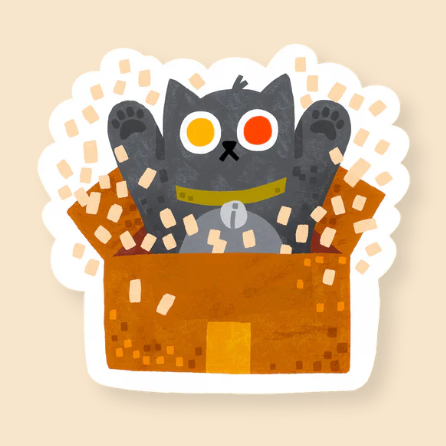 Collin Williams Stickers - Freshie & Zero Studio Shop cat in a box