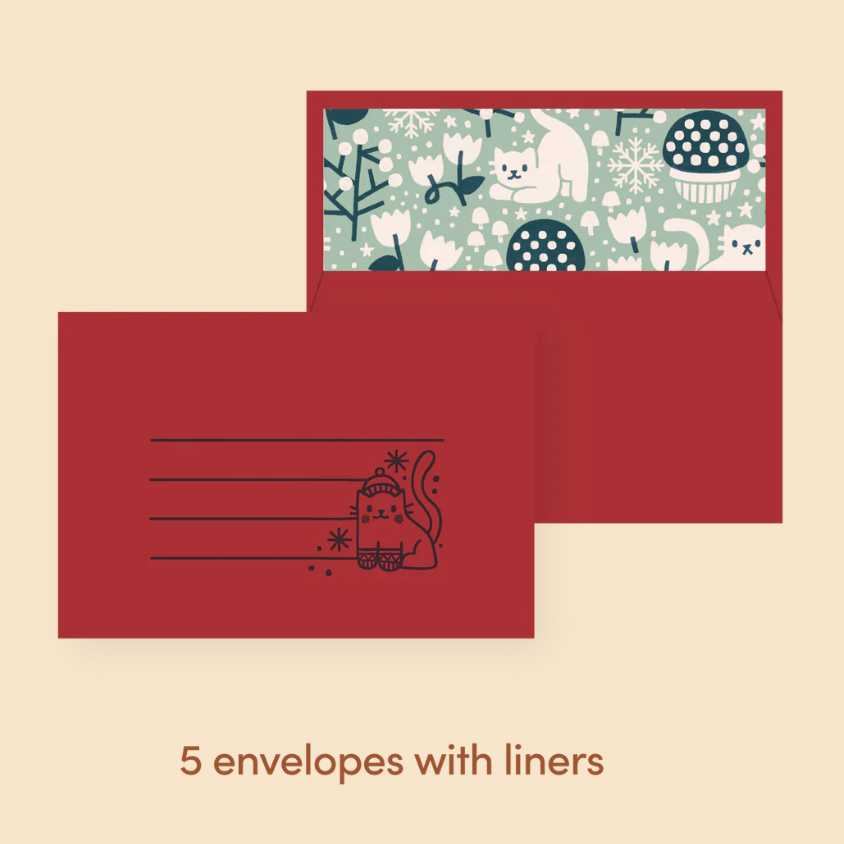 Winter Kitty Letter Writing Stationery Kit - Freshie & Zero Studio Shop