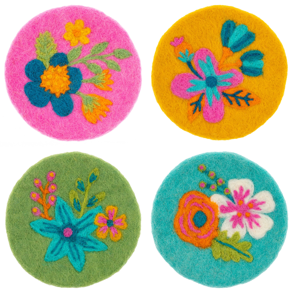 Shelly Floral Felt Coasters | Set of 4 - Freshie & Zero Studio Shop