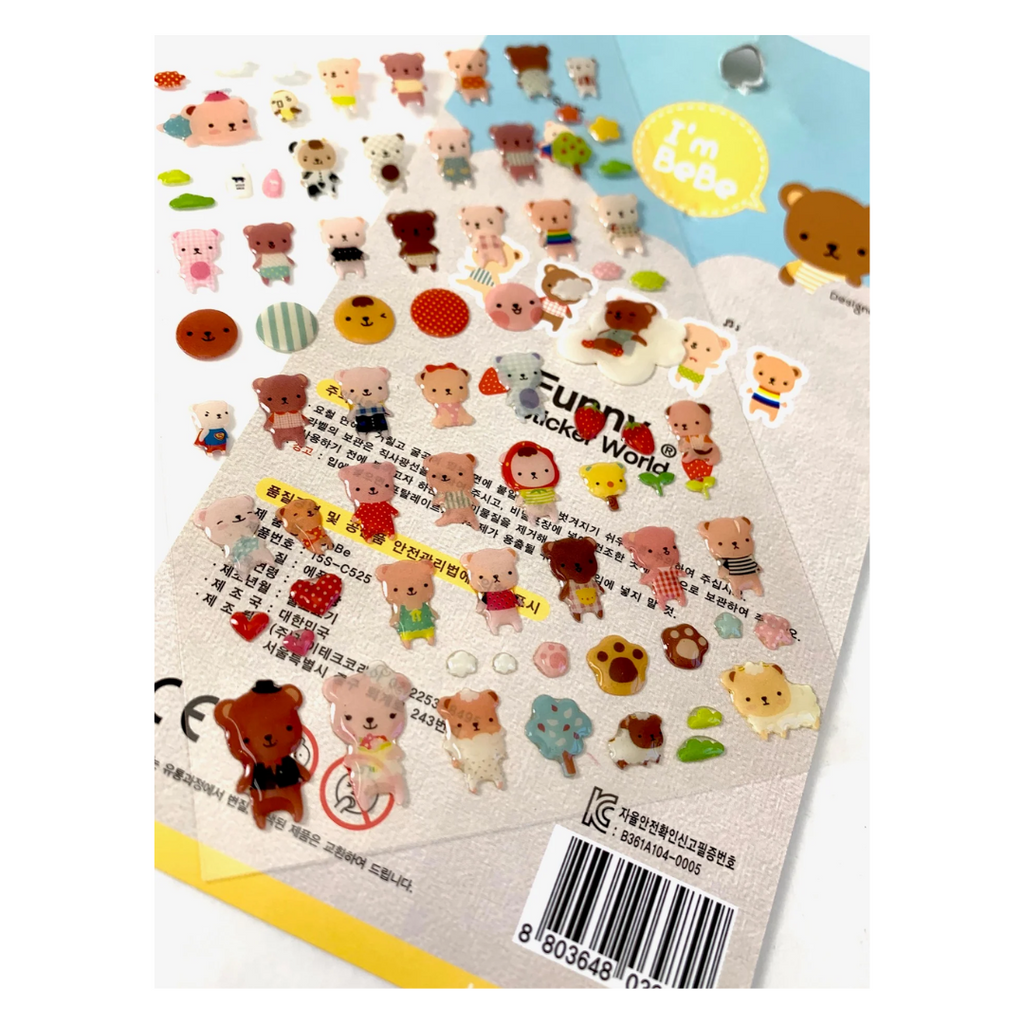 Bebe Bears Puffy Sticker Set - Freshie & Zero Studio Shop