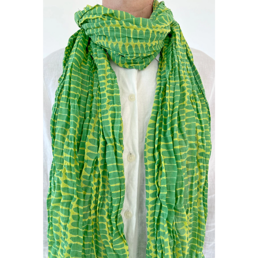 Cotton Scarf: Wall Leaf + Lime - Freshie & Zero Studio Shop