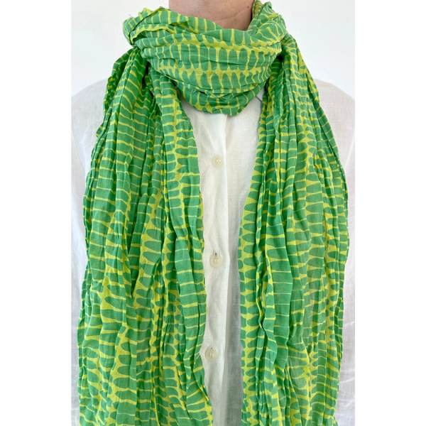 Cotton Scarf: Wall Leaf + Lime - Freshie & Zero Studio Shop