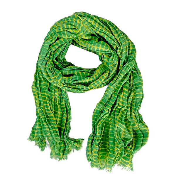 Cotton Scarf: Wall Leaf + Lime - Freshie & Zero Studio Shop