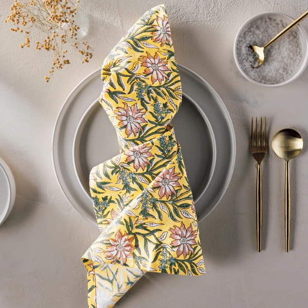 Clematis Block Print Napkins - Set of 4 - Freshie & Zero Studio Shop