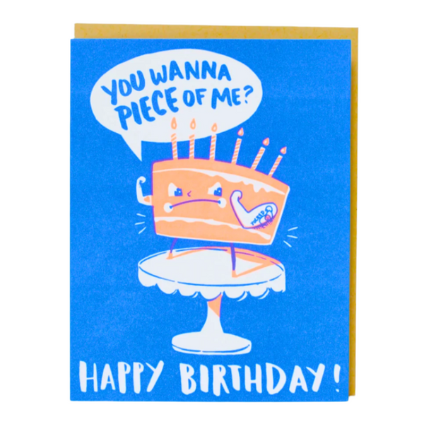 Punny Piece of Cake Letterpress Birthday Card - Freshie & Zero Studio Shop