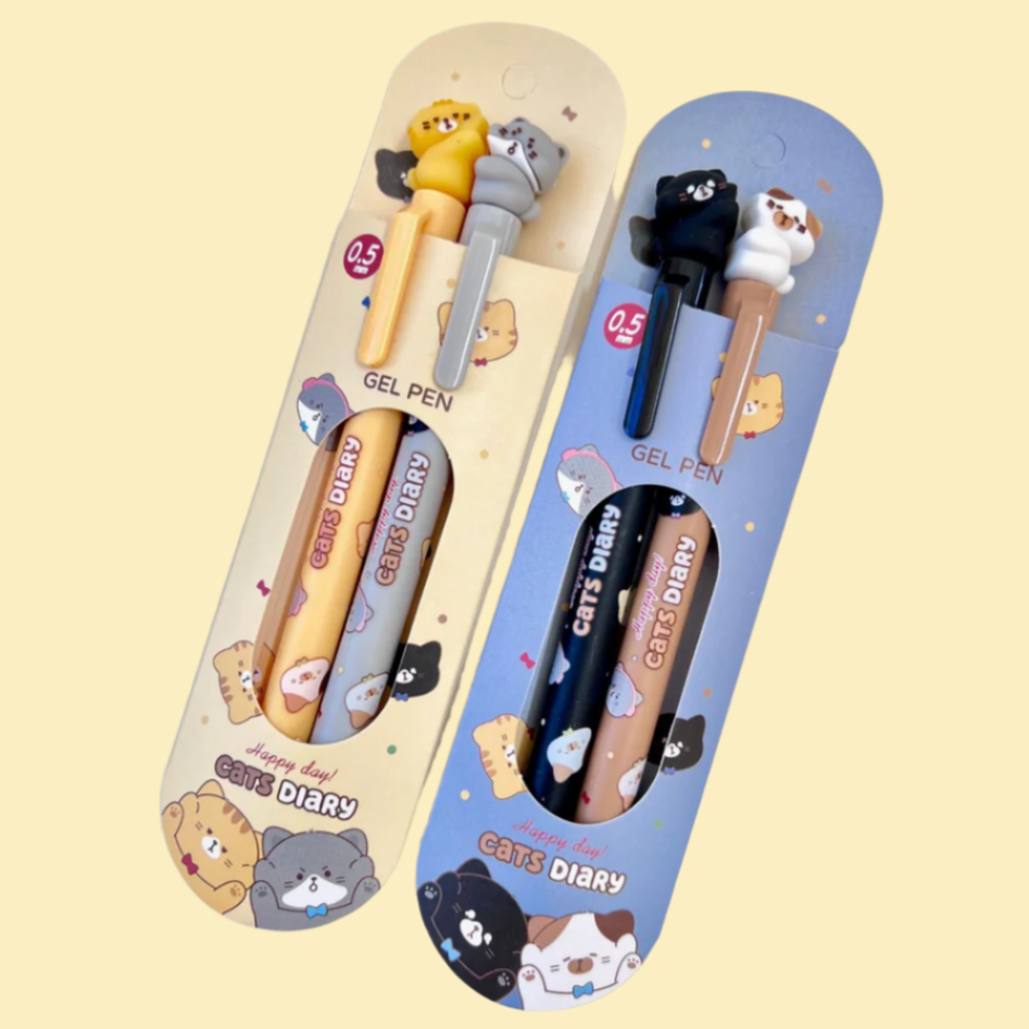 Cats Diary Gel Pens - Set of 2 - Freshie & Zero Studio Shop