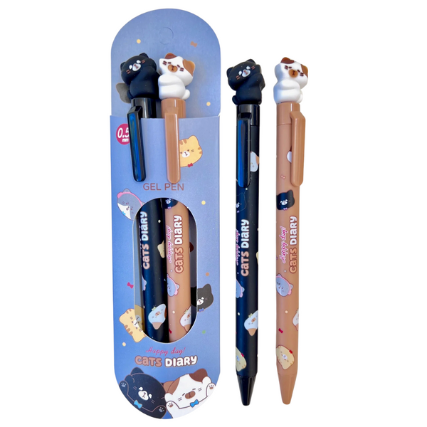Cats Diary Gel Pens - Set of 2 - Freshie & Zero Studio Shop