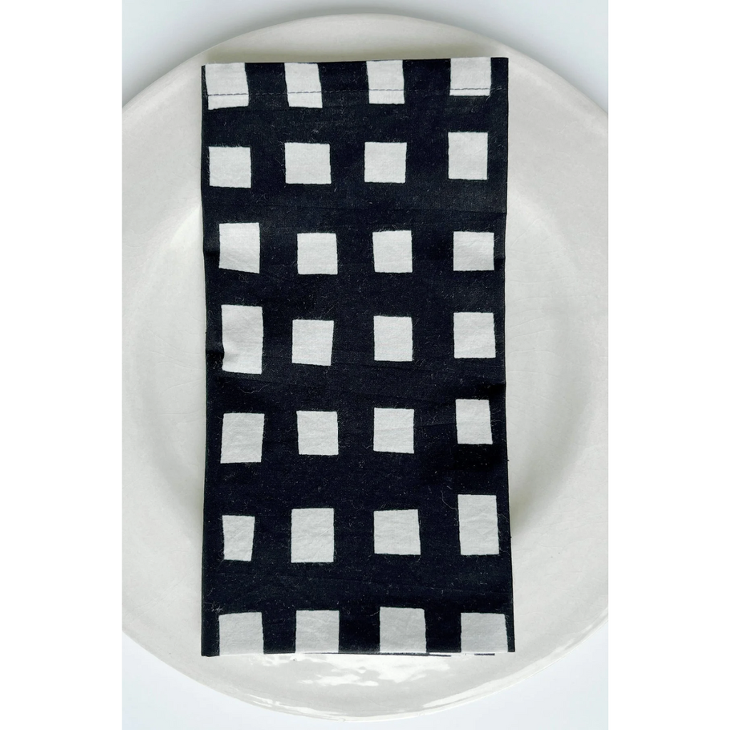 Black and Gray Block Napkins - Set of 4 - Freshie & Zero Studio Shop