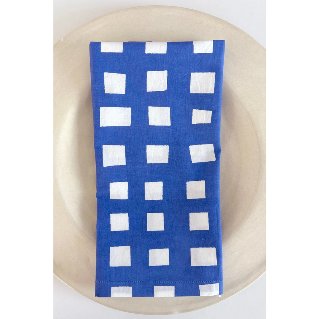 Blue Block Napkins - Set of 4 - Freshie & Zero Studio Shop