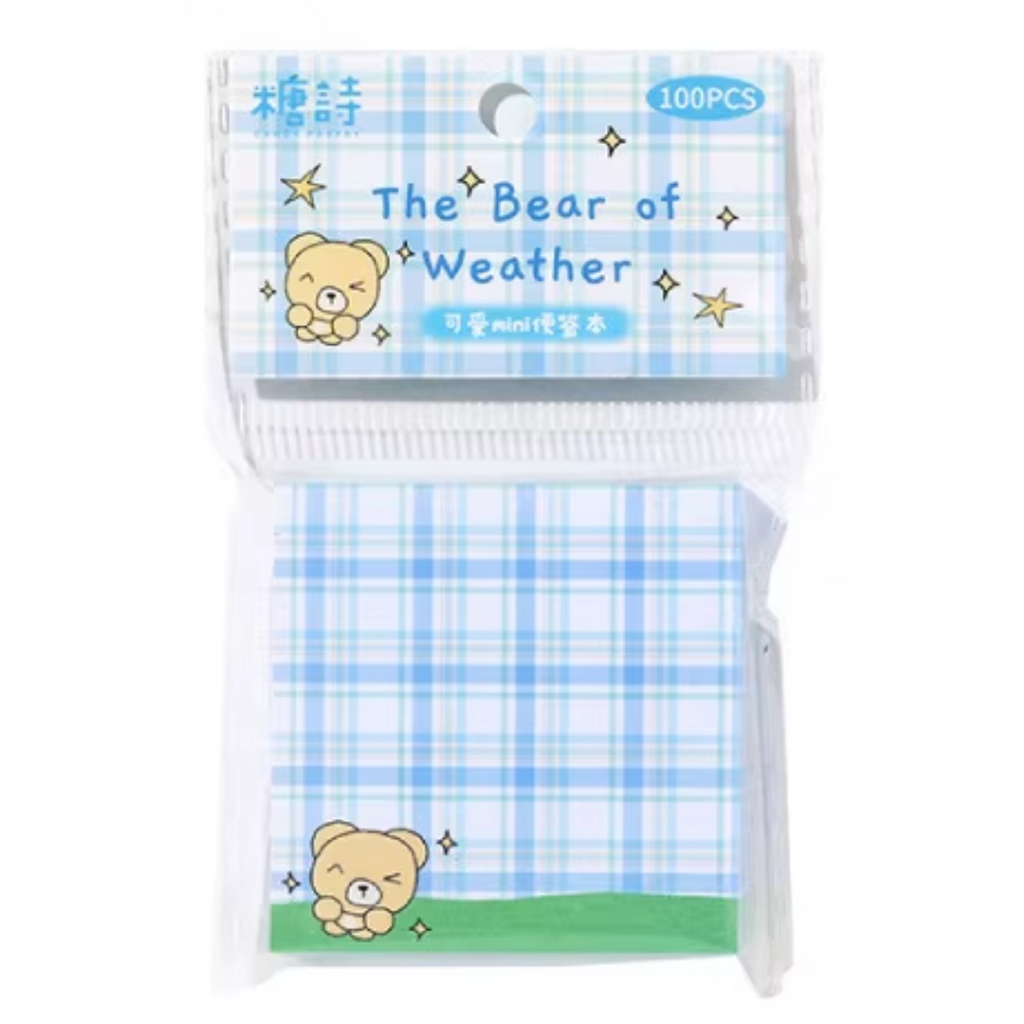 Plaid Bear Mini Sticky Notes - Freshie & Zero Studio Shop