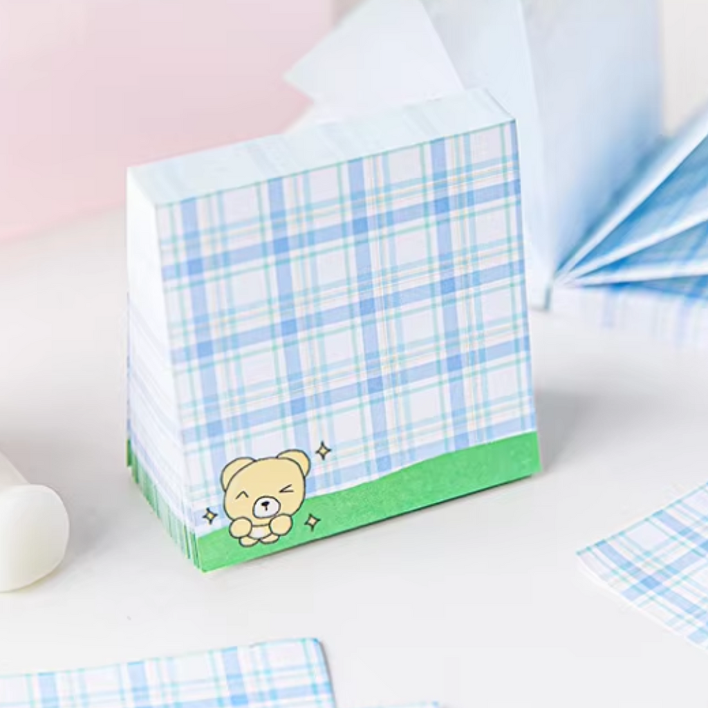 Plaid Bear Mini Sticky Notes - Freshie & Zero Studio Shop