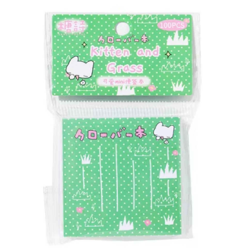 Kitten and Grass Mini Sticky Notes - Freshie & Zero Studio Shop