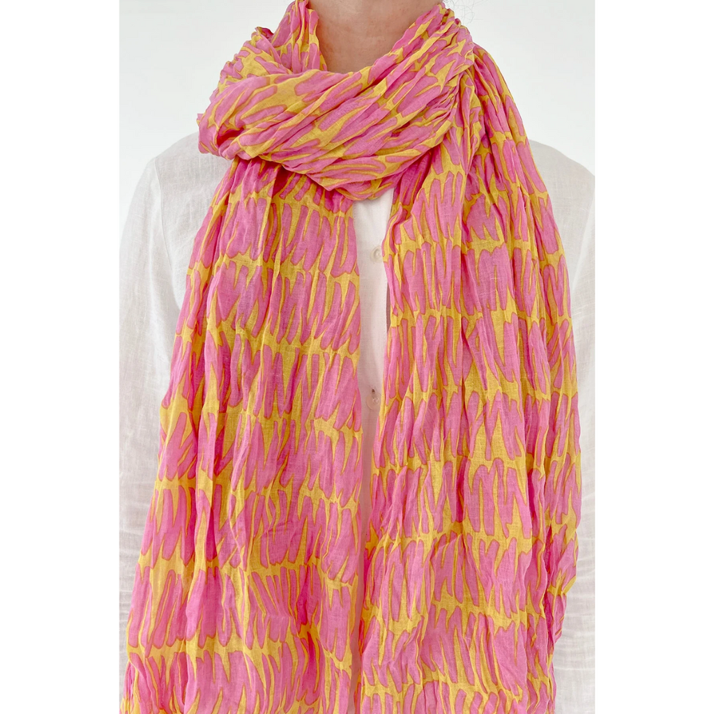 Cotton Scarf: Gesture Pink + Yellow - Freshie & Zero Studio Shop