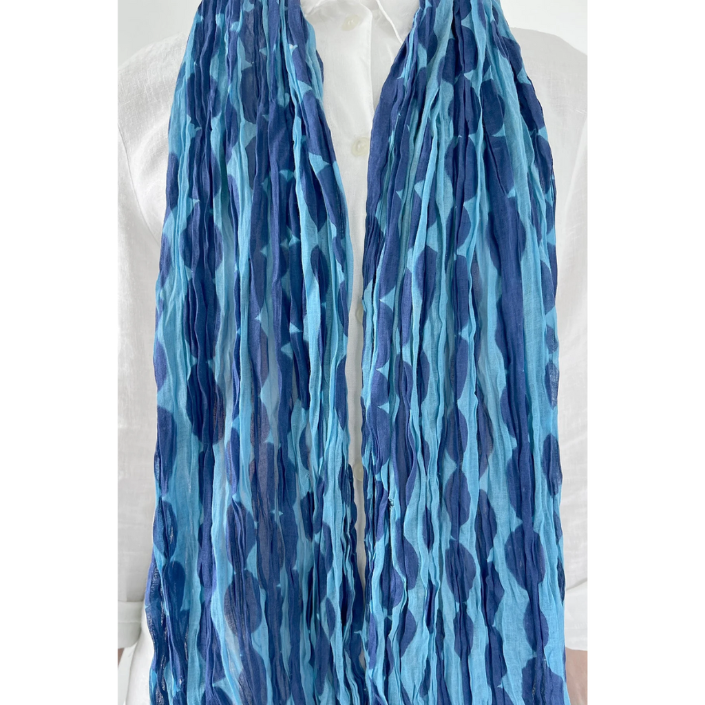 Cotton Scarf: Totem Blue - Freshie & Zero Studio Shop