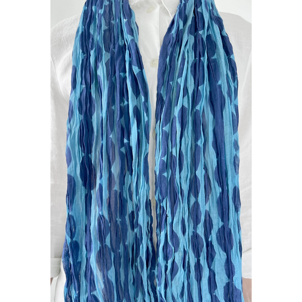 Cotton Scarf: Totem Blue - Freshie & Zero Studio Shop
