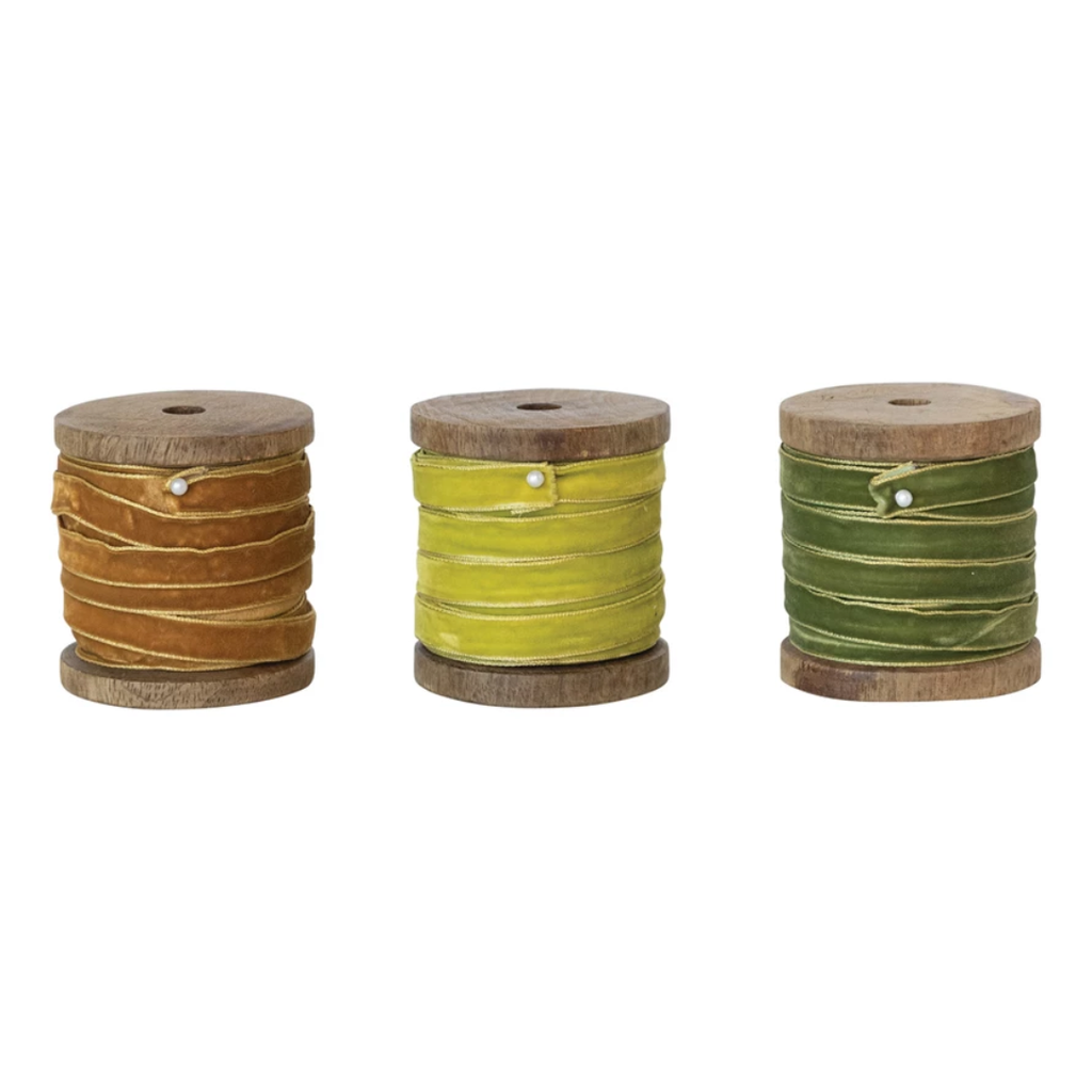 Earth Tone Luxury Velvet Ribbon | Metallic Edges | 10 yards - Freshie & Zero Studio Shop