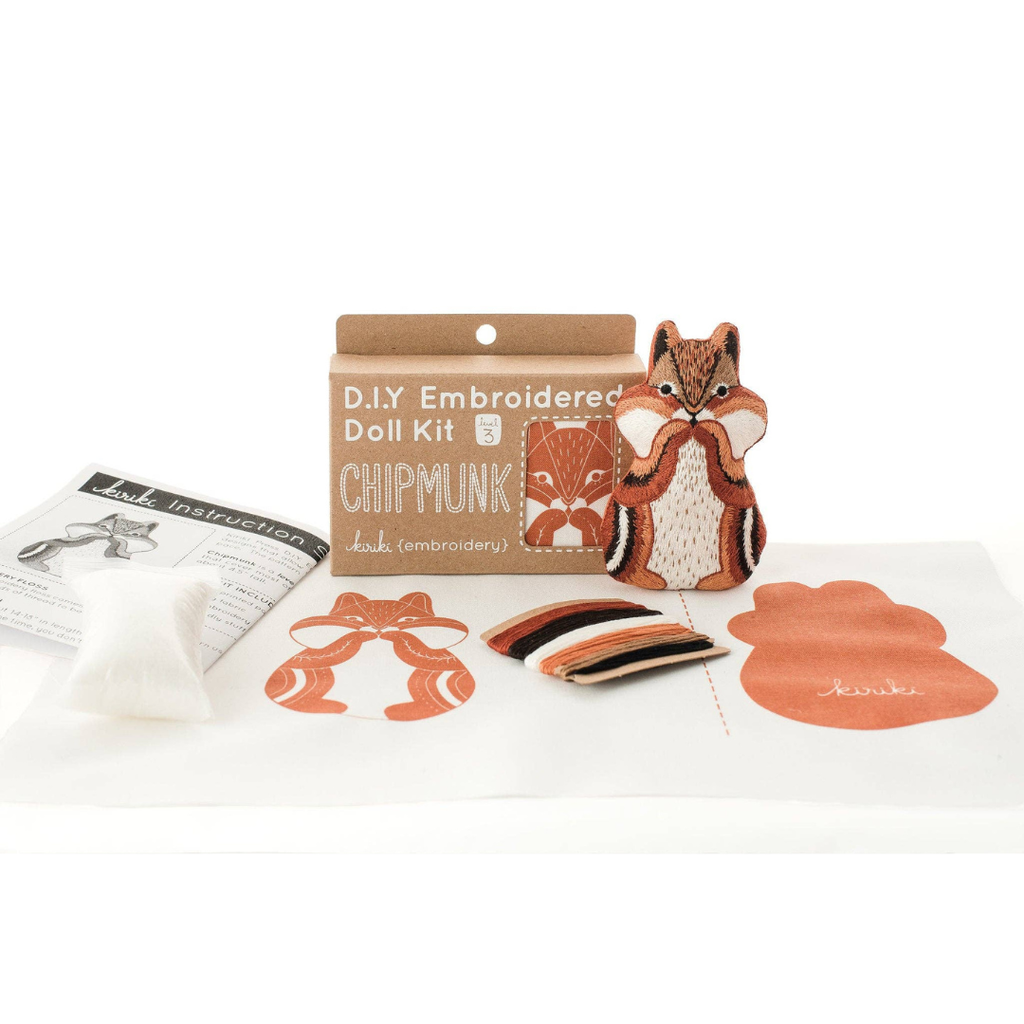 Embroidery Mini Plush Kit, Chipmunk - Level 3 - Freshie & Zero Studio Shop