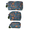 Blue Floral Cotton Voile Quilted Zip Pouch - Freshie & Zero Studio Shop