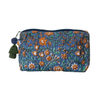 Blue Floral Cotton Voile Quilted Zip Pouch - Freshie & Zero Studio Shop