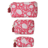 Pink Floral Cotton Voile Quilted Zip Pouch - Freshie & Zero Studio Shop