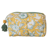 Yellow Floral Cotton Voile Quilted Zip Pouch - Freshie & Zero Studio Shop