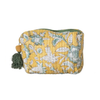 Yellow Floral Cotton Voile Quilted Zip Pouch - Freshie & Zero Studio Shop