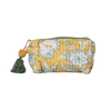 Yellow Floral Cotton Voile Quilted Zip Pouch - Freshie & Zero Studio Shop