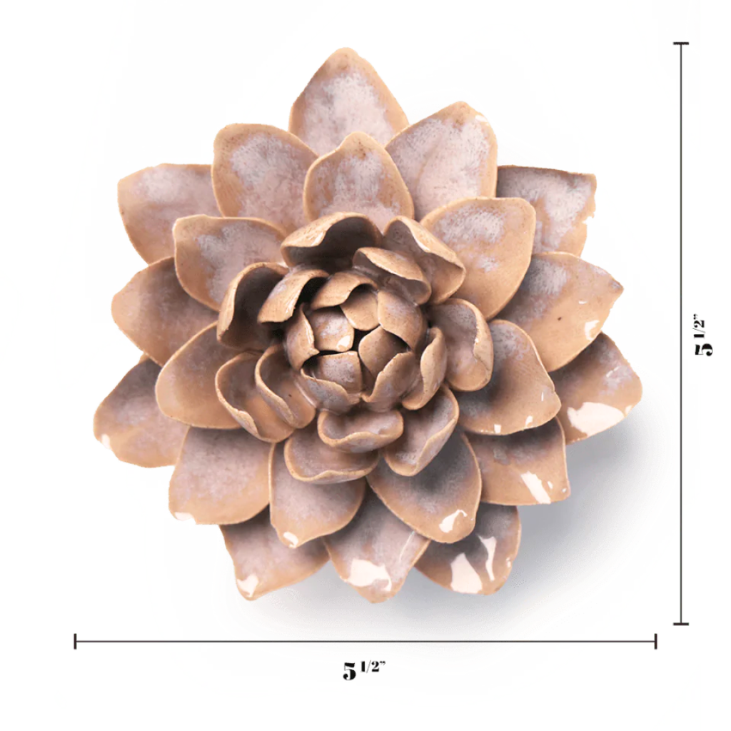 France Collection Ceramic Wall Flower: 5.5" Pink Sand Starbrite Water Lily - Freshie & Zero Studio Shop