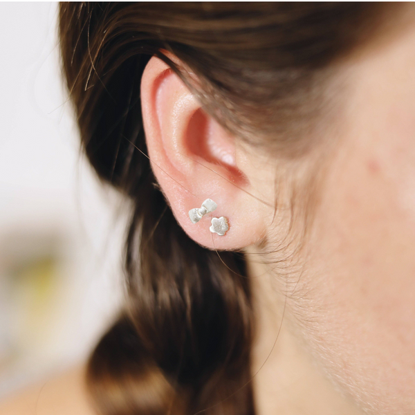 Tiny Bow Handmade Stud Earrings: Sterling Silver - Freshie & Zero Studio Shop