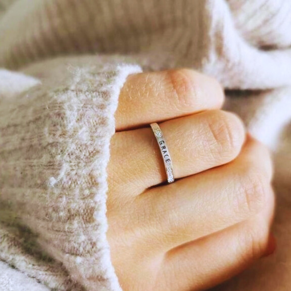Grace: Diamond Dusted Message Ring - Freshie & Zero Studio Shop