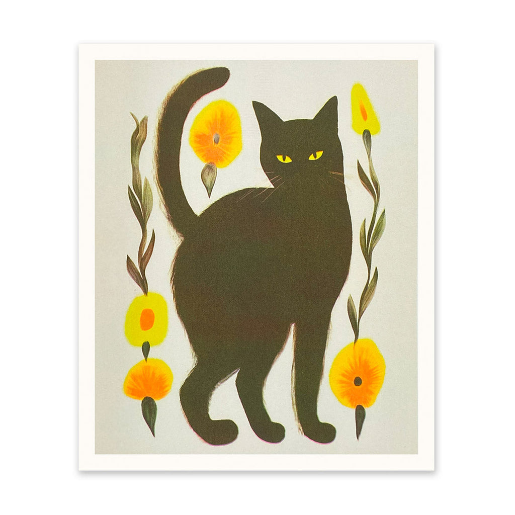Black Cat Riso Print (10x12) (10990) - Freshie & Zero Studio Shop
