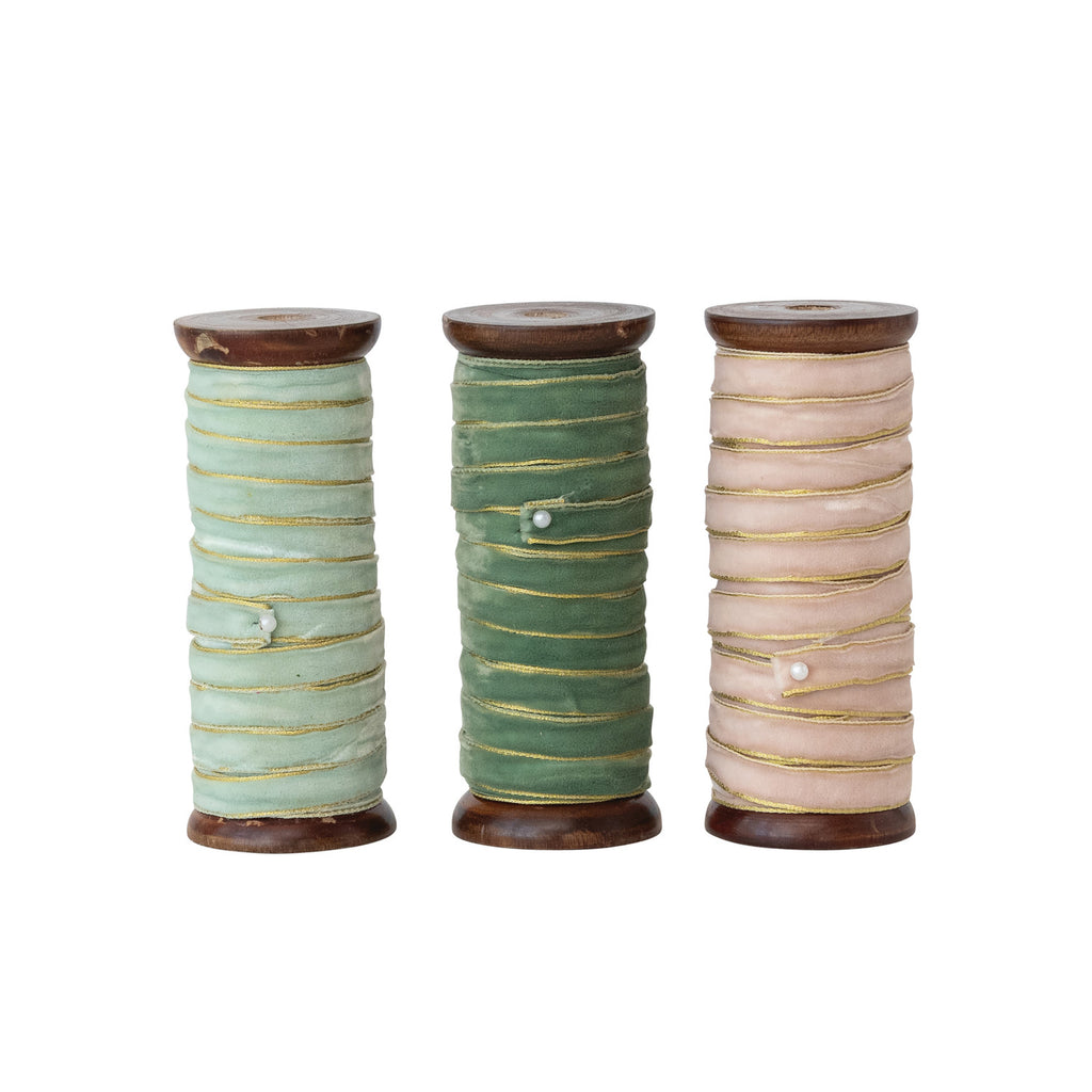 Luxury Coquette Garden Velvet Ribbon | Metallic Edges | 10 yards - Freshie & Zero Studio Shop