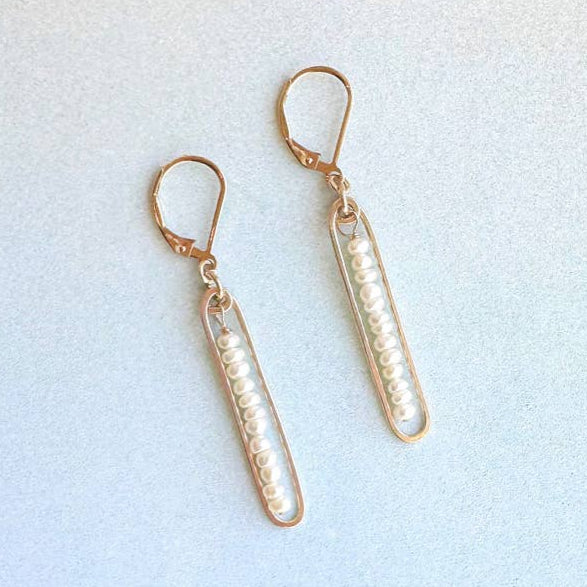 lyric earrings with white pearls - Freshie & Zero Studio Shop