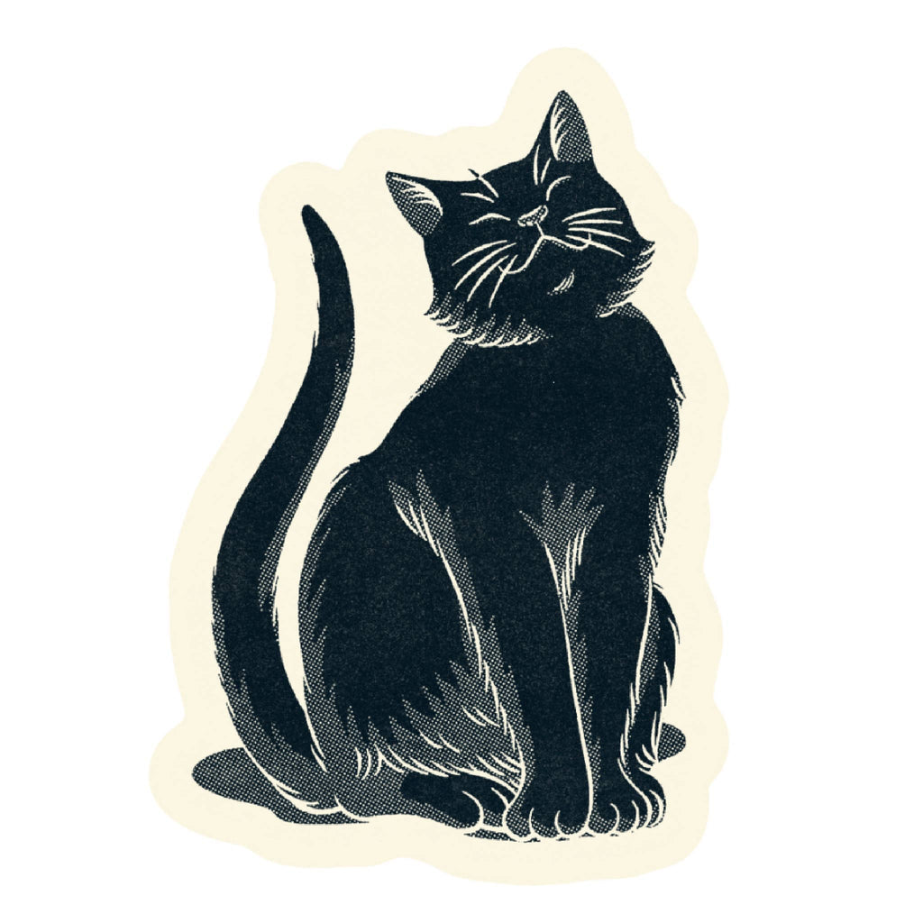 Black Cat Retro Style Sticker - Freshie & Zero Studio Shop