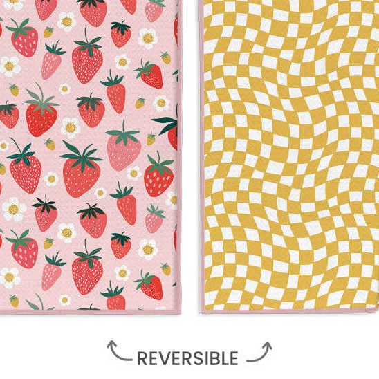 Strawberry + Check Microfiber Kitchen Towel - Freshie & Zero Studio Shop