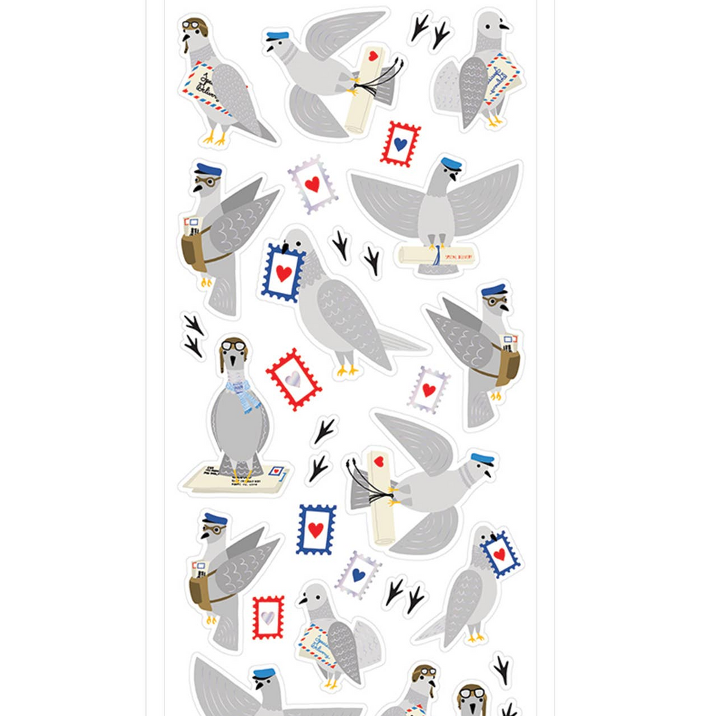 Mail Carrier Pigeon Sticker Sheet by Pipstickers - Freshie & Zero Studio Shop