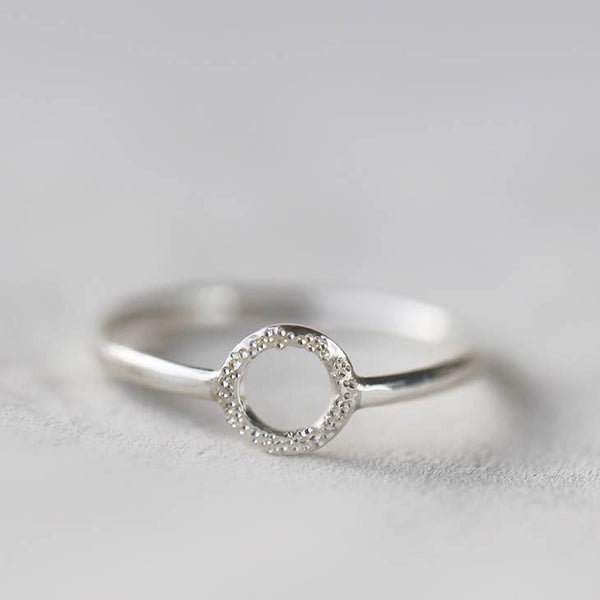 Diamond Dusted Open Circle Silver Ring - Freshie & Zero Studio Shop