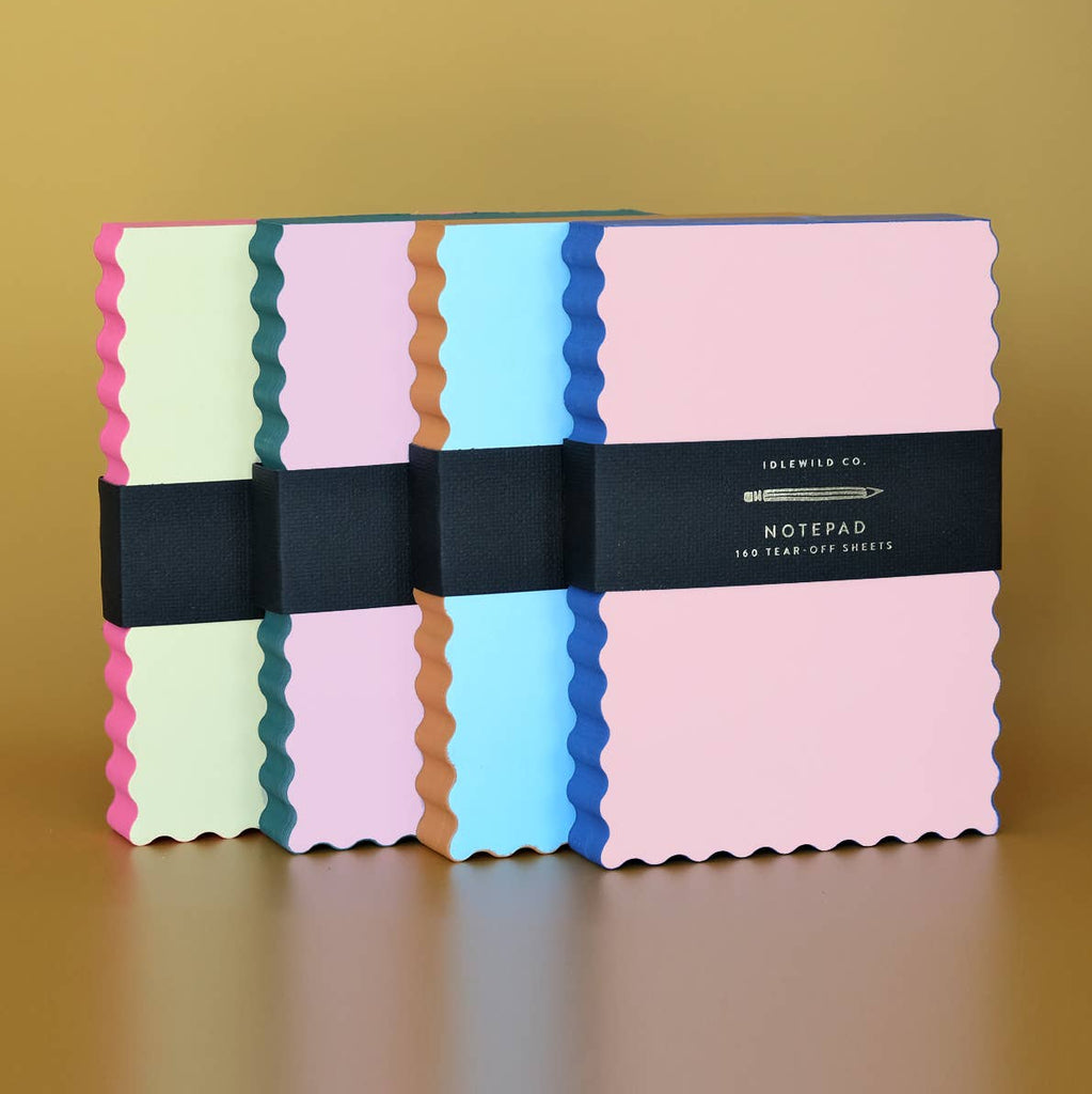 Mini Wave Shaped Notepad | Sky + Tangerine Edge - Freshie & Zero Studio Shop