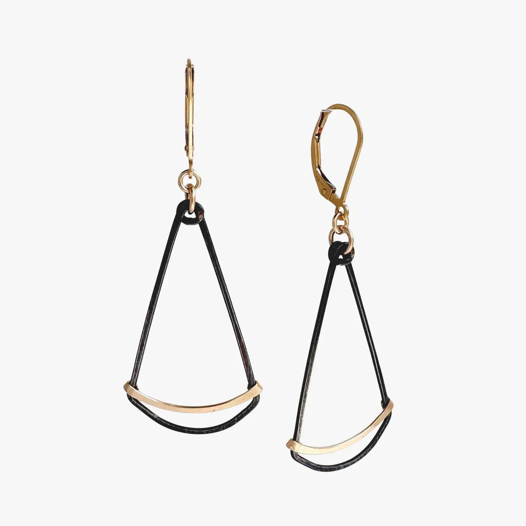 Long Gold+Ink Fan Earrings - Freshie & Zero Studio Shop