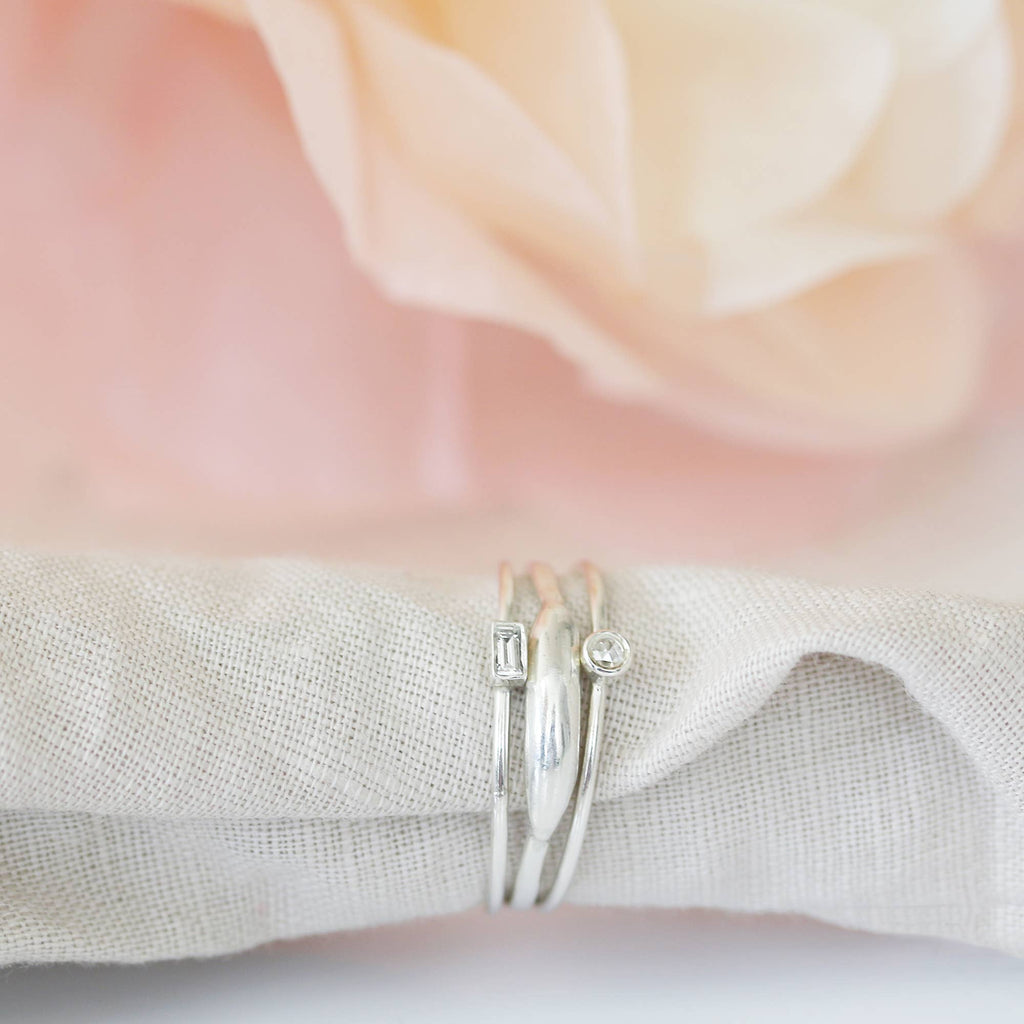 Silver Rose Cut Diamond Fleck Ring by Christina Kober - Freshie & Zero Studio Shop