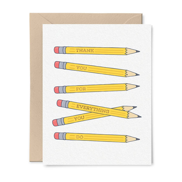 Thank You for Everything Pencils Card - Freshie & Zero Studio Shop