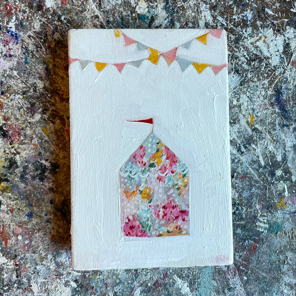 A circus made of wildflowers - original oil painting on wood - Freshie & Zero Studio Shop