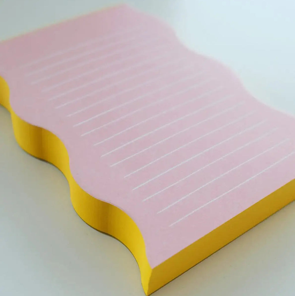 Wavy Shaped Notepad | Pink + Yellow Edge - Freshie & Zero Studio Shop