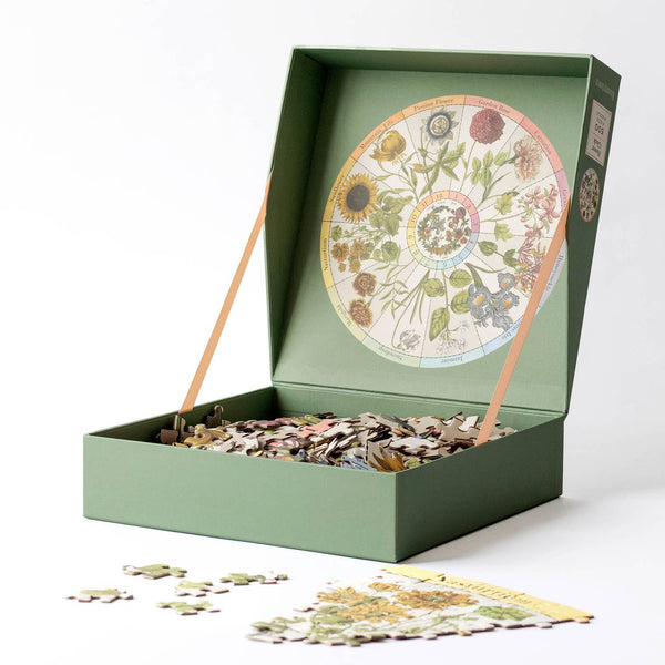 500-piece Round Jigsaw Puzzle - Flower Clock - Freshie & Zero Studio Shop