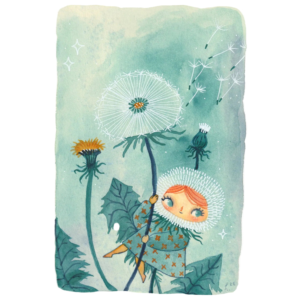Dandelion Girl Art Print 6x8 - Freshie & Zero Studio Shop