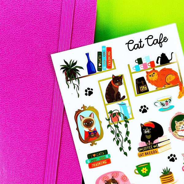 Cat Cafe Sticker Sheet by Pipstickers - Freshie & Zero Studio Shop